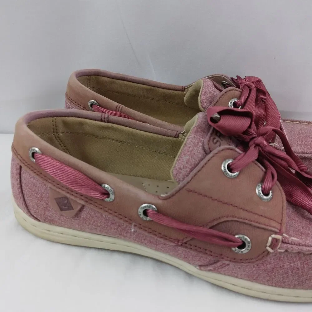 Sperry Top-Sider Koifish Sparkle Canvas Boat Shoe Slip On Red Women's Size 7.5